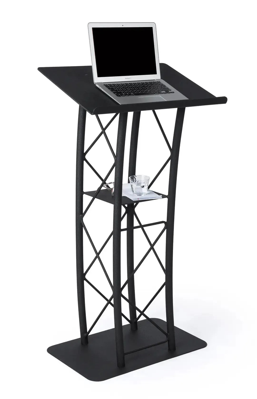 Metal Truss Lectern 4 Post Curved Color Black-Metal Truss Podiums and Lecterns-Podiums Direct