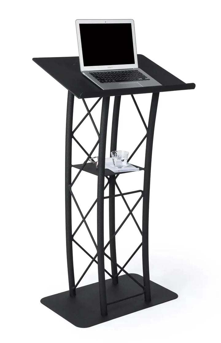 Metal Truss Lectern 4 Post Curved Color Black-Metal Truss Podiums and Lecterns-Podiums Direct