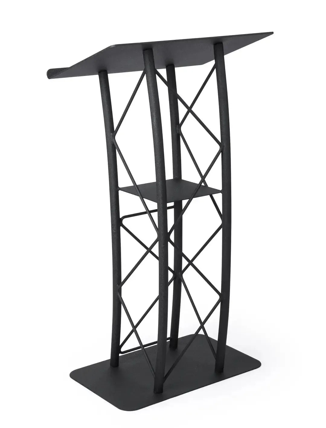 Metal Truss Lectern 4 Post Curved Color Black-Metal Truss Podiums and Lecterns-Podiums Direct
