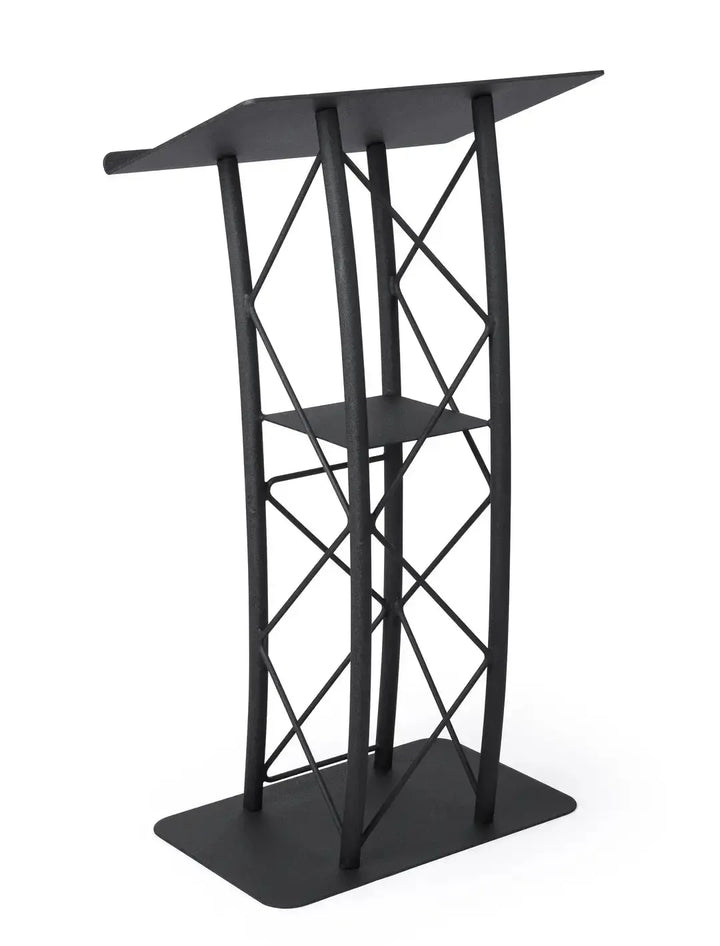 Metal Truss Lectern 4 Post Curved Color Black-Metal Truss Podiums and Lecterns-Podiums Direct