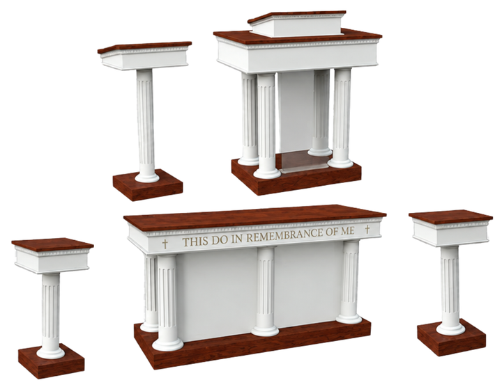 Solid Oak Round Column Pulpit Set, 5 Pieces: 8302-SP