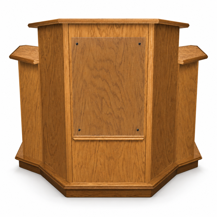 NC1W winged wood pulpit — Medium Oak 