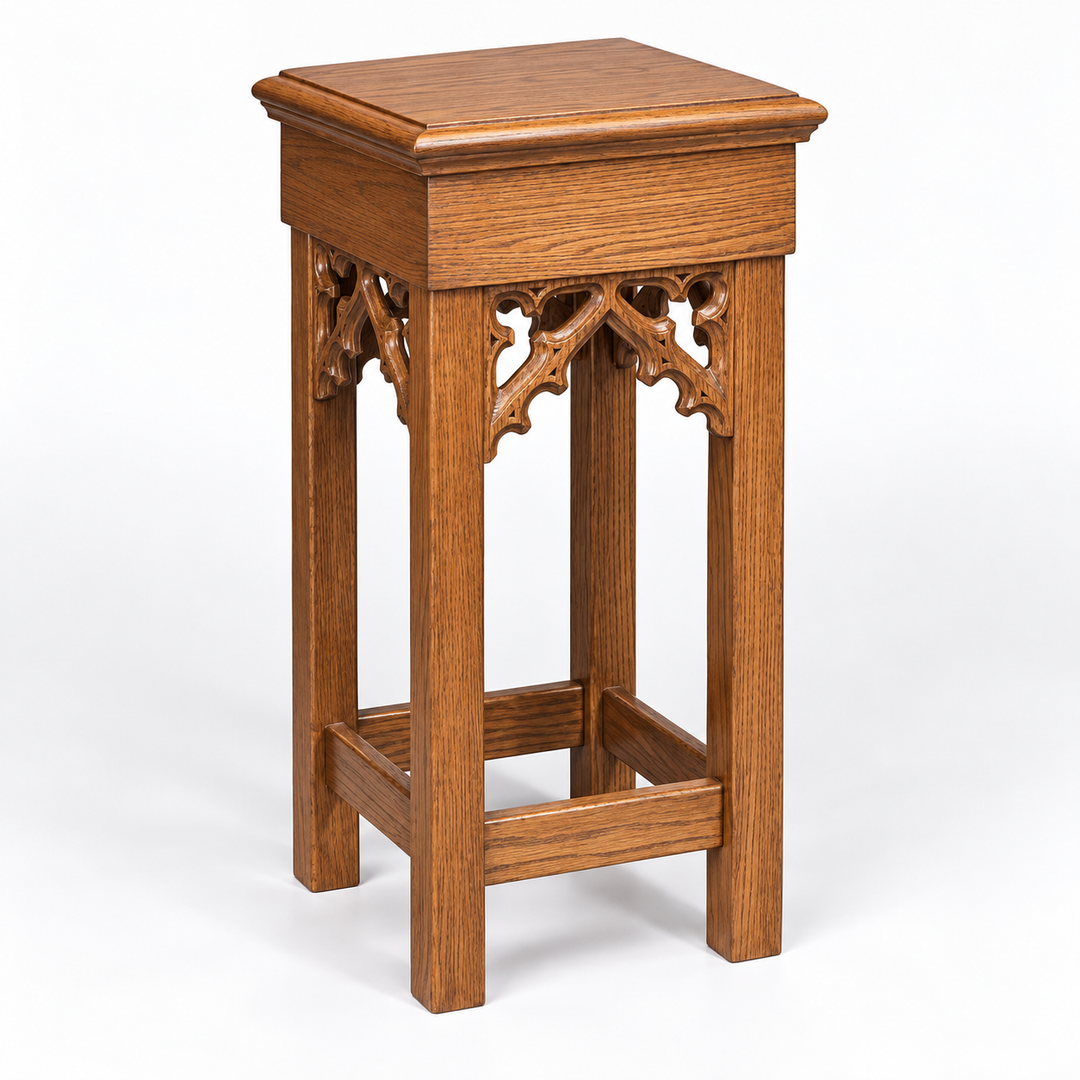 NO 200F solid oak Gothic flower stand — Medium Oak #43