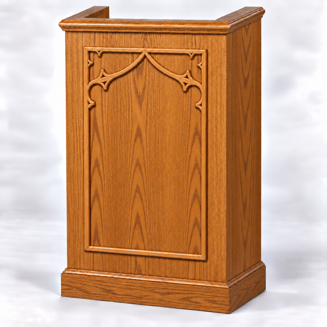 NO 201 solid oak Gothic single pulpit — Medium Oak #43