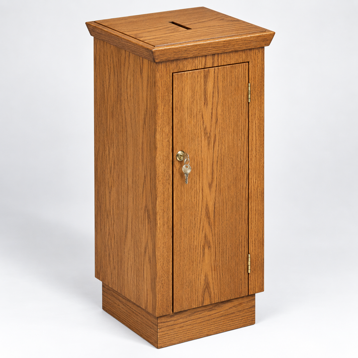 NO 40 solid oak tithe and prayer box — Medium Oak 