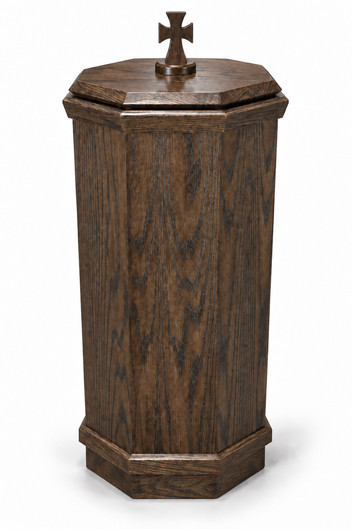 NO 400 octagonal oak baptismal font — Chestnut 