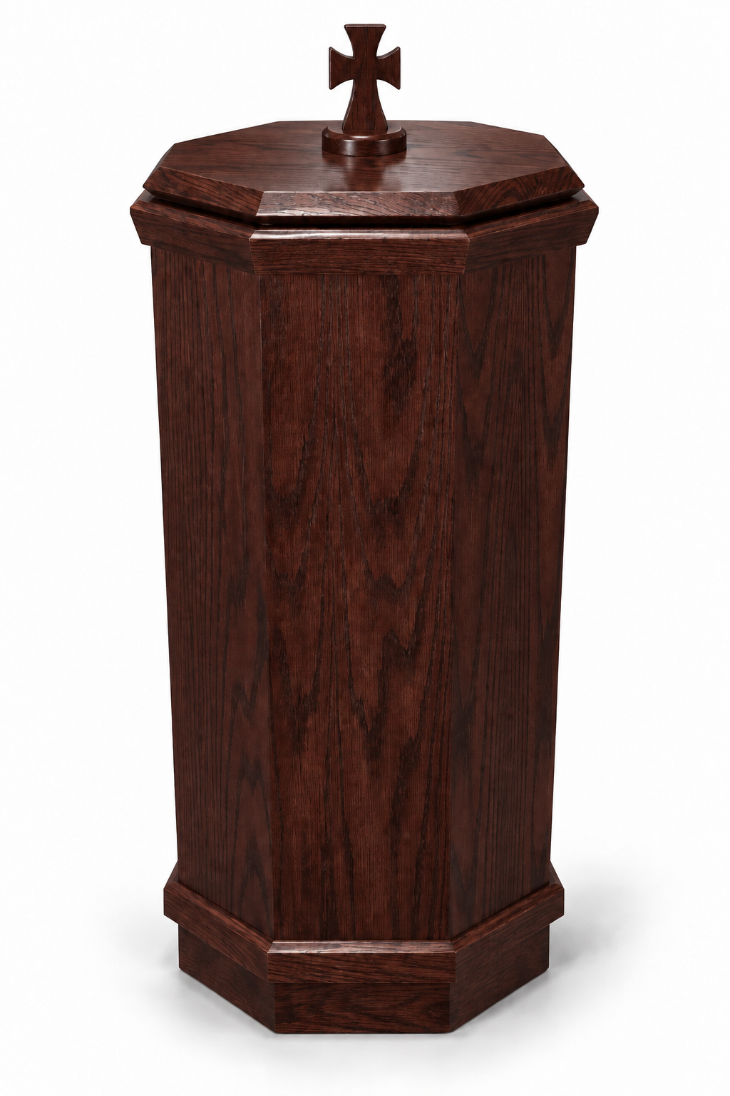 NO 400 octagonal oak baptismal font — Dark Cherry 