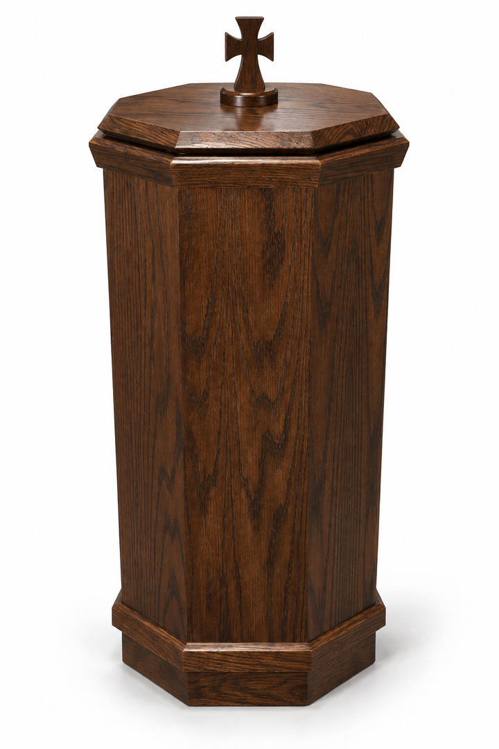 NO 400 octagonal oak baptismal font — Dark Coffee 