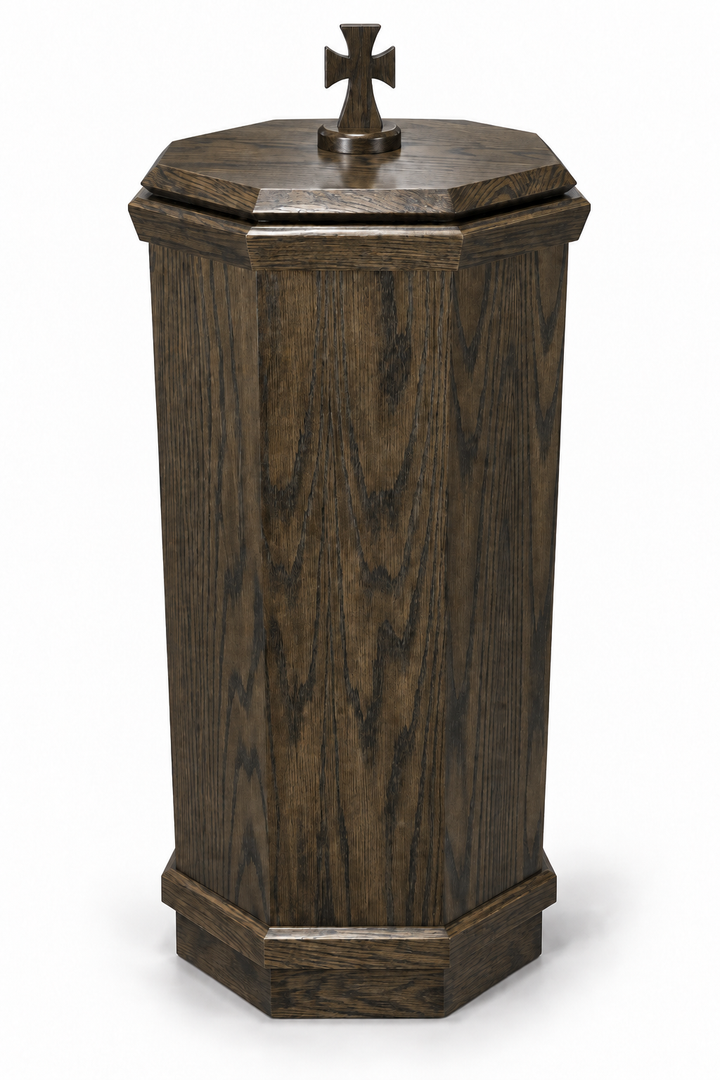 NO 400 octagonal oak baptismal font — Kentucky Coffeetree 