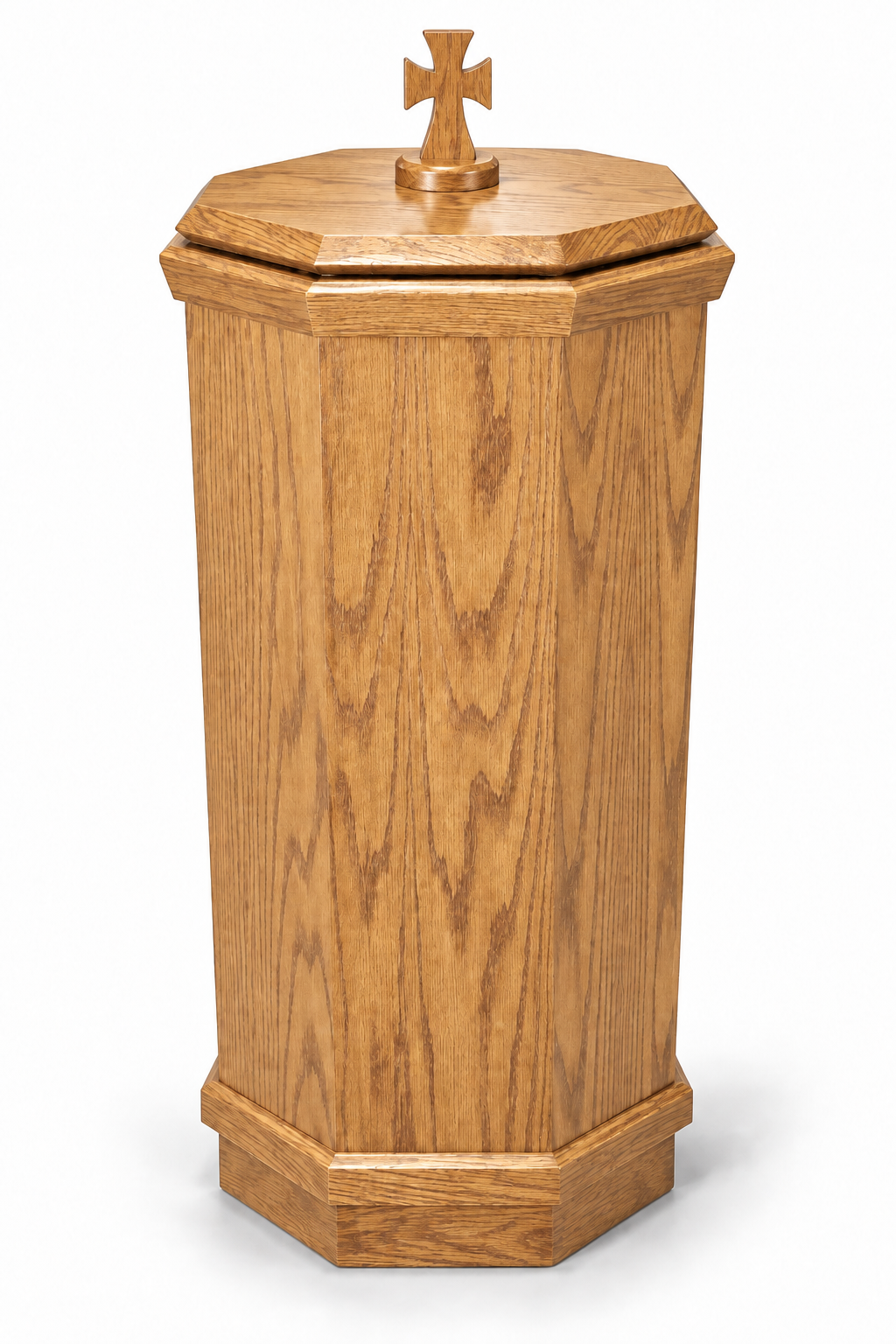 NO 400 octagonal oak baptismal font — Light Oak 