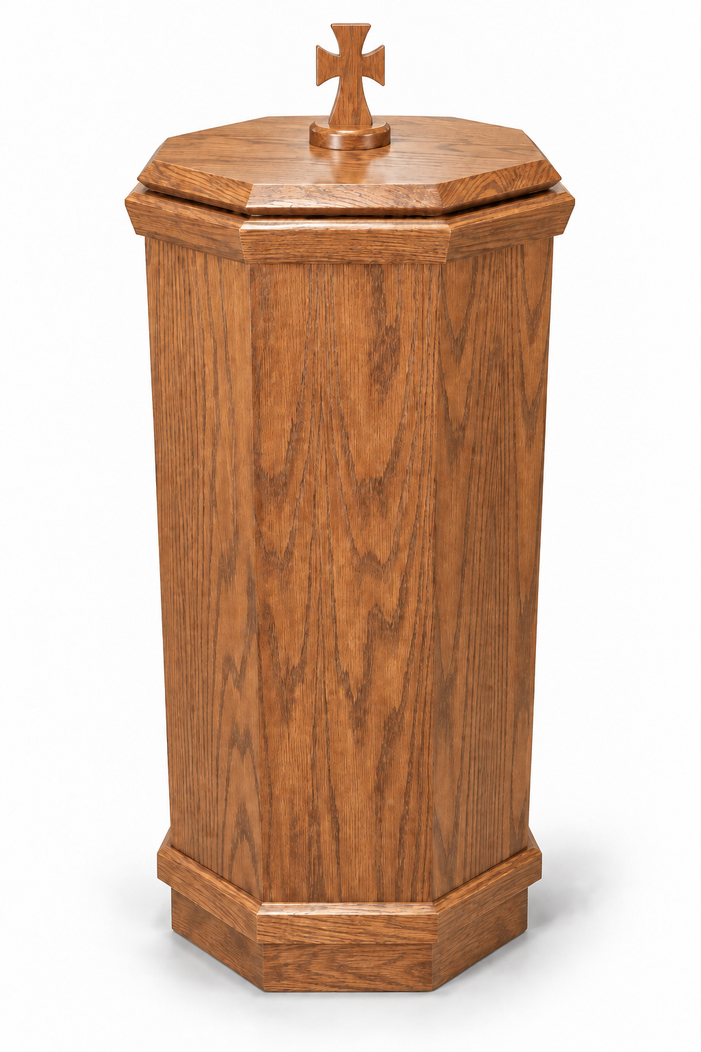 NO 400 octagonal oak baptismal font — Medium Oak 