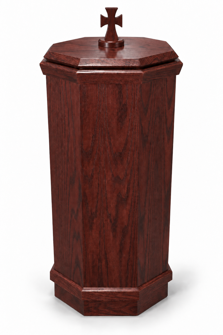 NO 400 octagonal oak baptismal font — Mountain Maple 