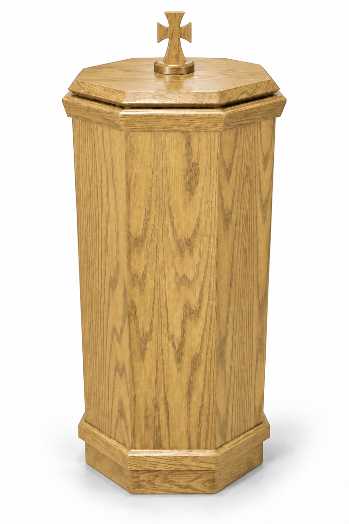 NO 400 octagonal oak baptismal font — Native Oak 
