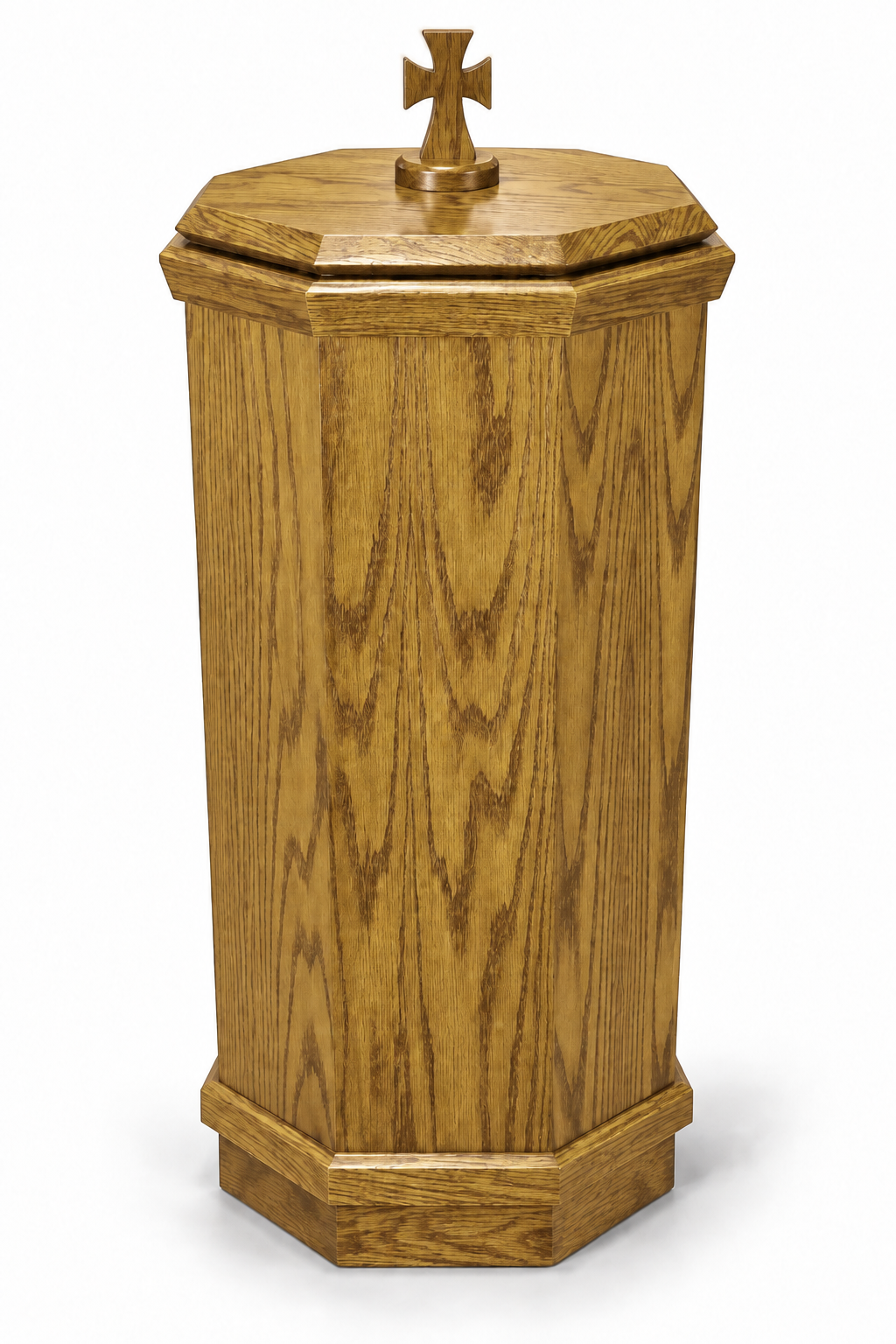 NO 400 octagonal oak baptismal font — Pecan 