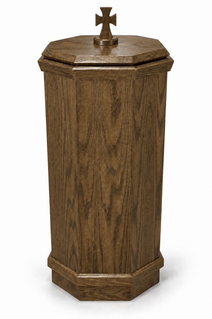 NO 400 octagonal oak baptismal font — Tamarack 