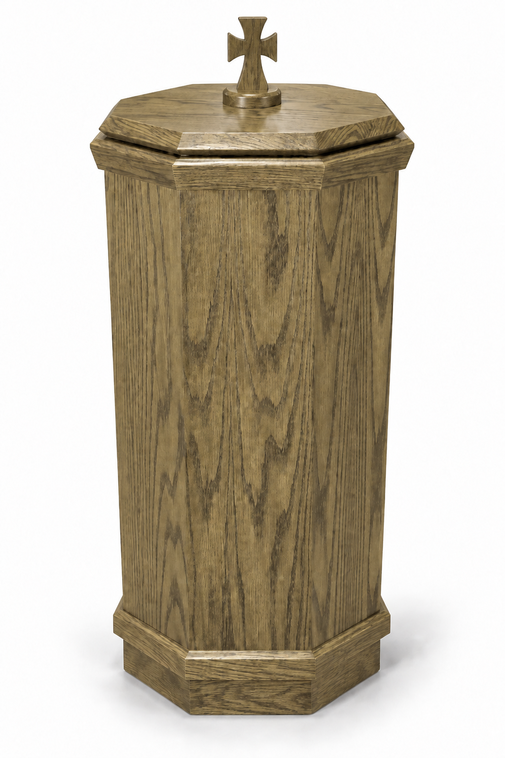 NO 400 octagonal oak baptismal font — Worn Oak 