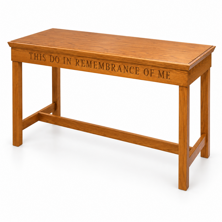 NO 405 solid oak open communion table — Medium Oak 