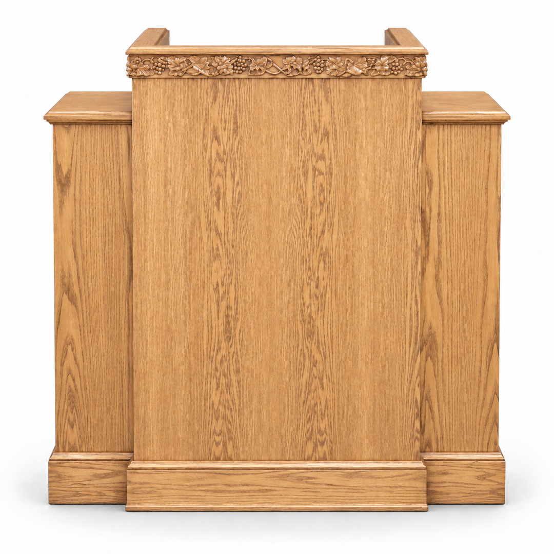 NO 500W solid oak grapevine wing pulpit — Light Oak #35