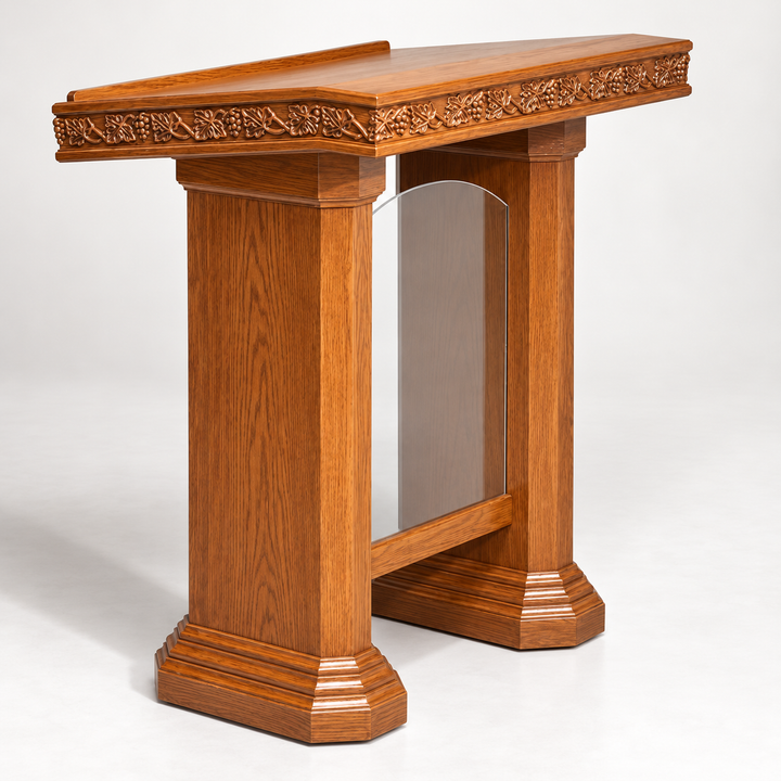 NO 5405 solid oak and acrylic grapevine carved pulpit — Medium Oak 