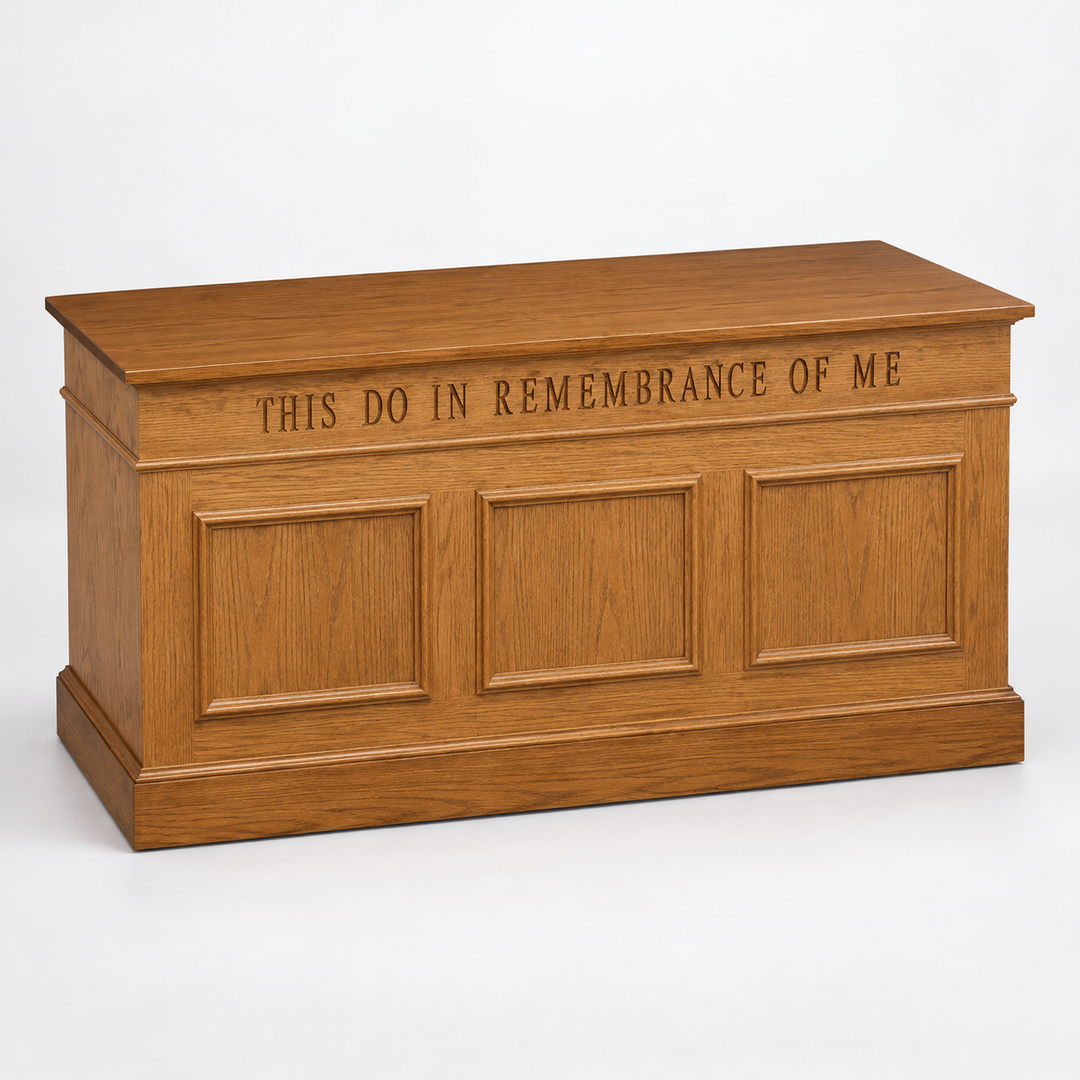 NO 810 solid oak colonial closed communion table — Medium Oak #43