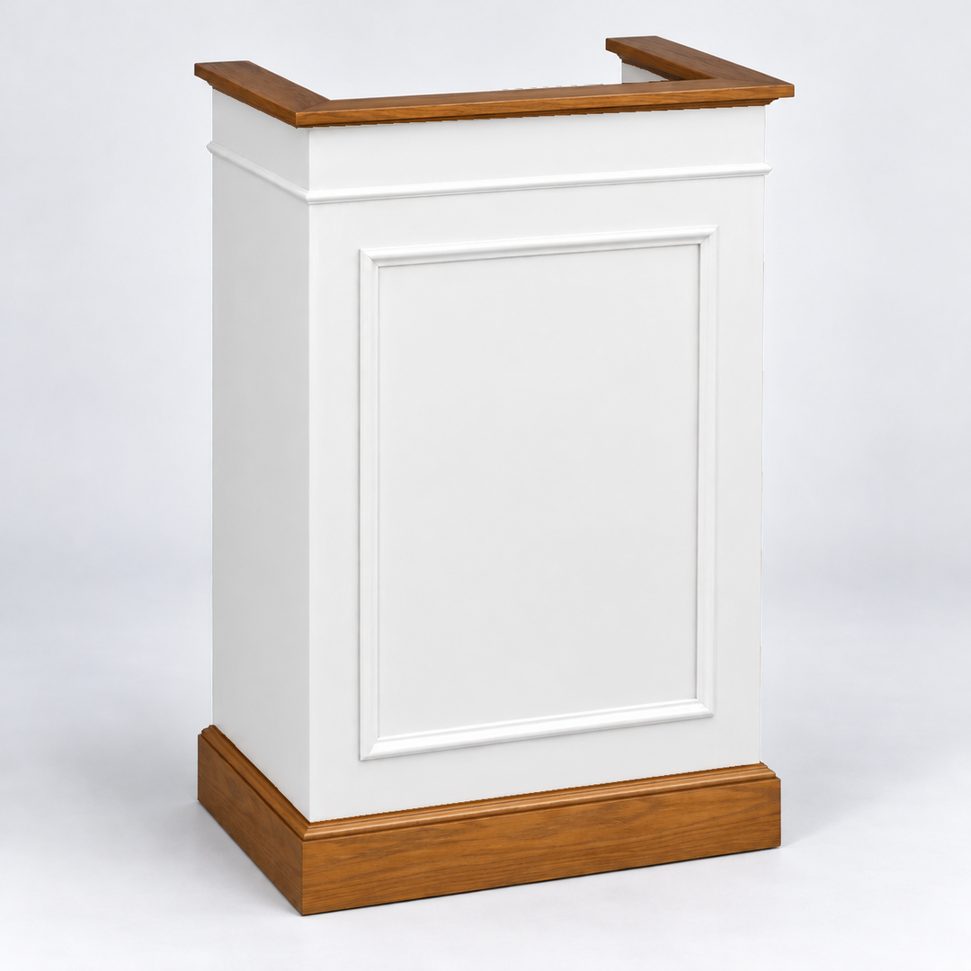 NO 811 colonial single pulpit — Medium Oak #43 with white painted body