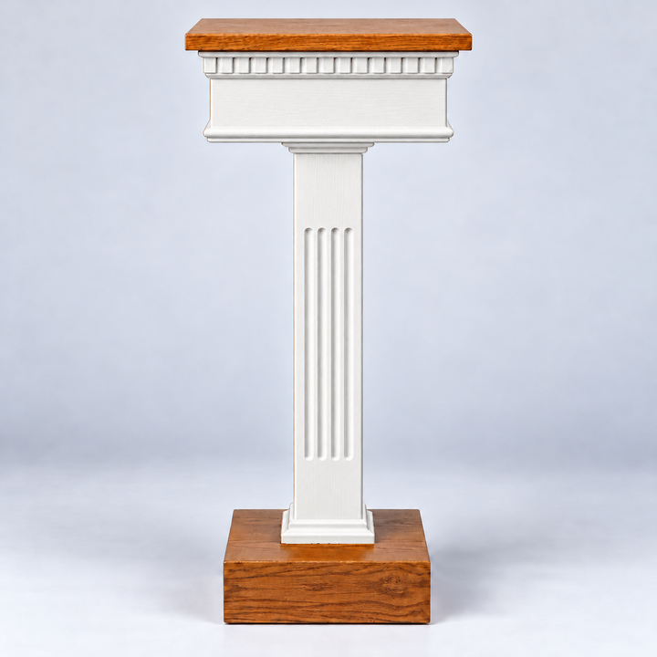 NO 8400F square column flower stand — Medium Oak 