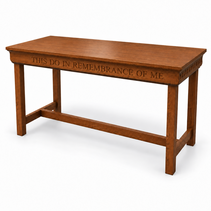 NO 905 solid oak Gothic open communion table — Medium Oak 