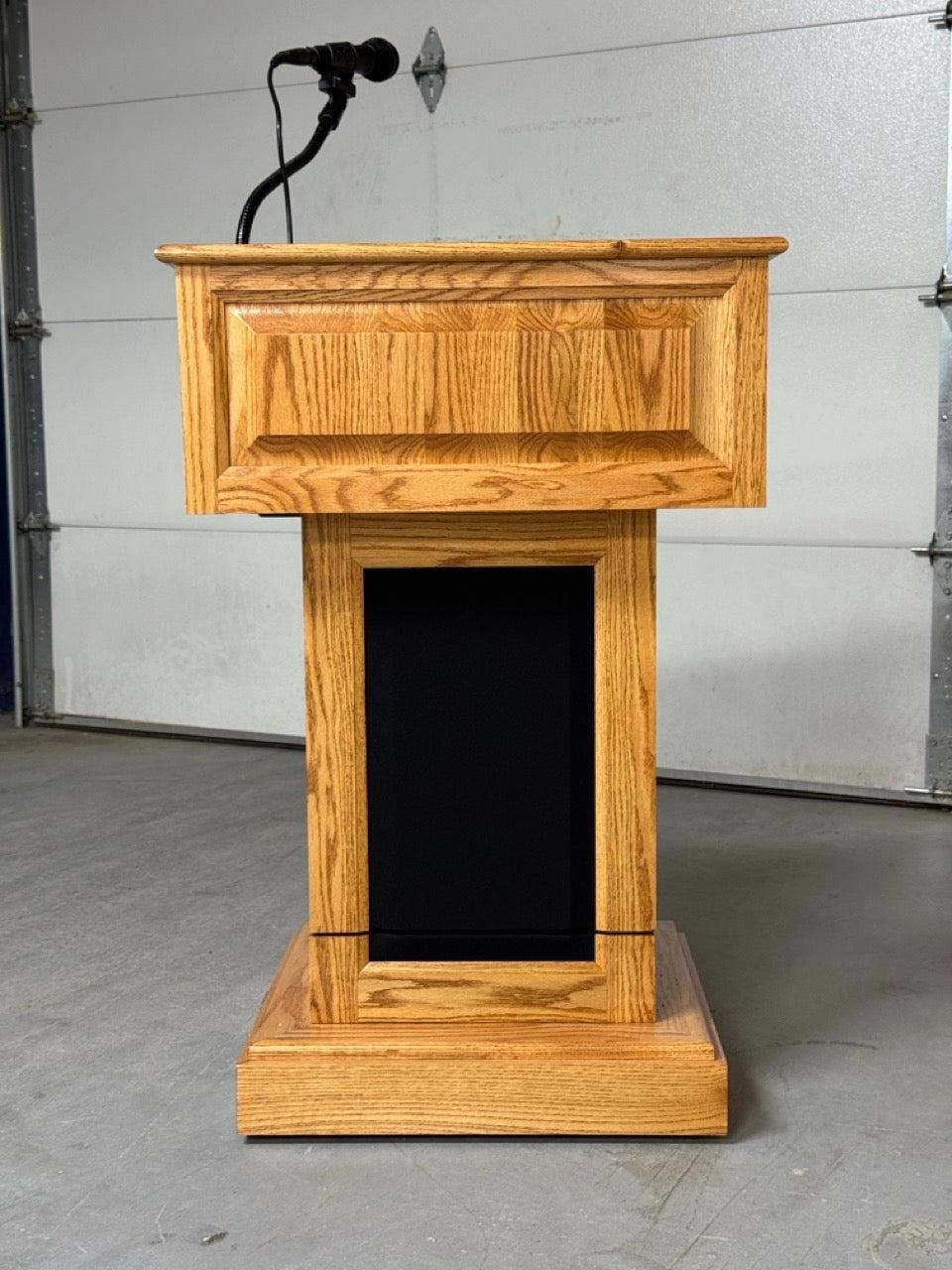 Electric Height-Adjustable Podium with Built-In Sound System: Counselor Evolution Lift [CLR235-EV-L]