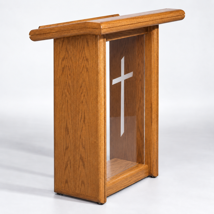 P101 solid oak and acrylic pulpit — Medium Oak 