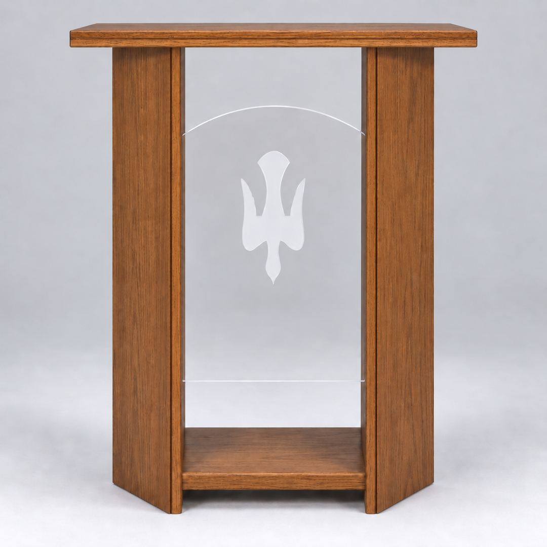 P102 solid oak and acrylic pulpit — Medium Oak #43