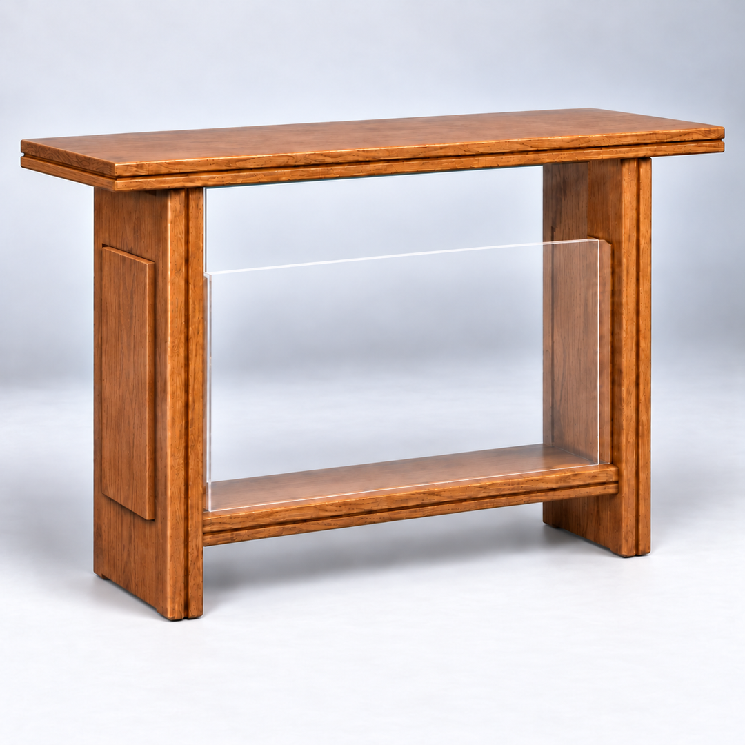 P204 solid oak and acrylic communion table — Medium Oak #43