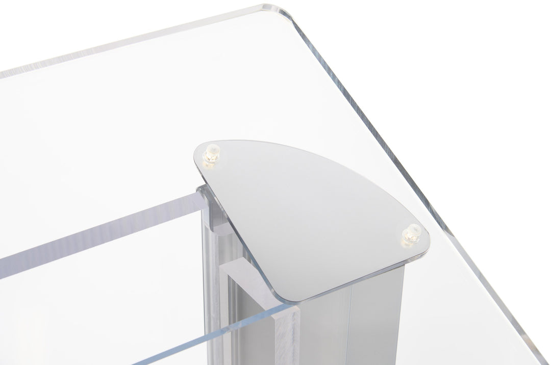 Acrylic and Aluminum Podium: Alumacrylic, silver side support cap
