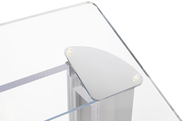 Acrylic and Aluminum Podium: Alumacrylic, silver side support cap