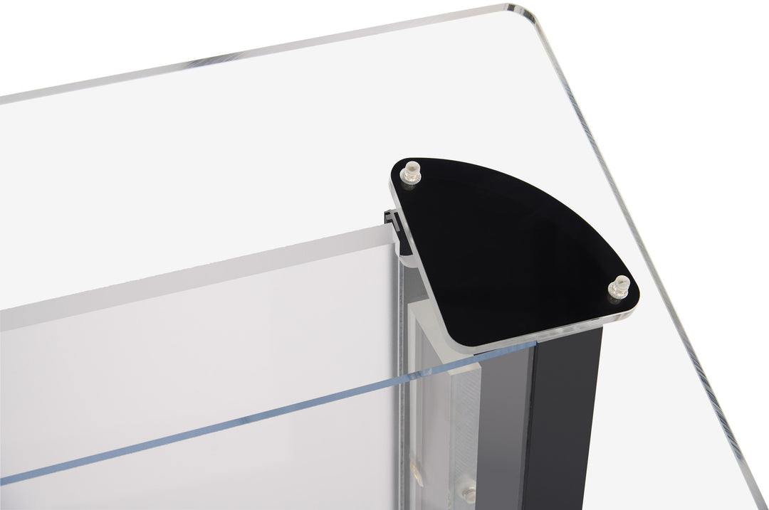 Acrylic and Aluminum Podium: Alumacrylic, black side support cap
