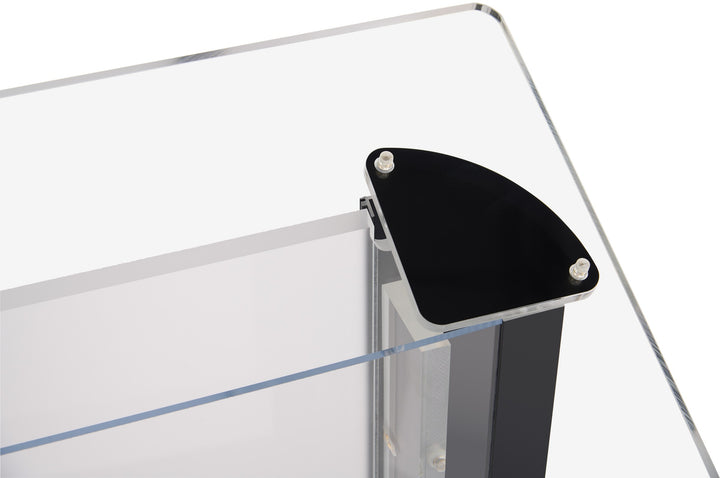 Acrylic and Aluminum Podium: Alumacrylic, black side support cap