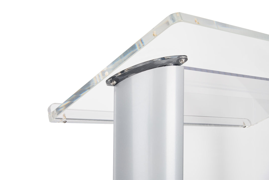 Acrylic and Aluminum Podium: Alumacrylic, reading surface detail