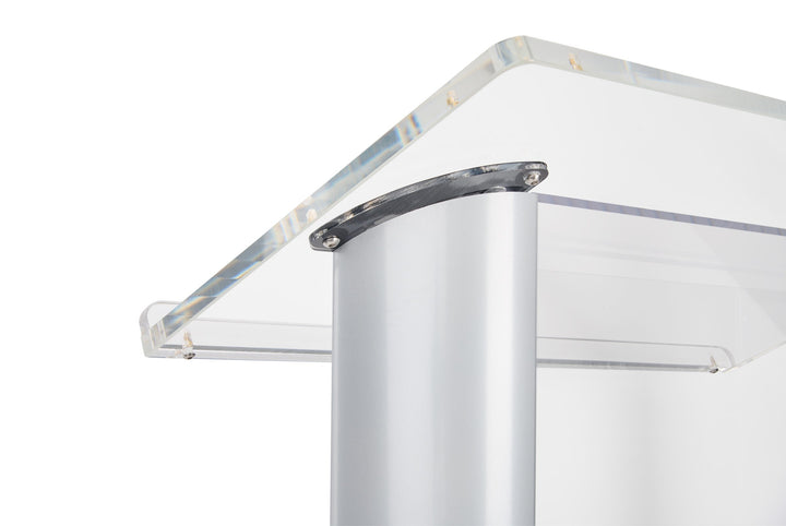 Acrylic and Aluminum Podium: Alumacrylic, reading surface detail