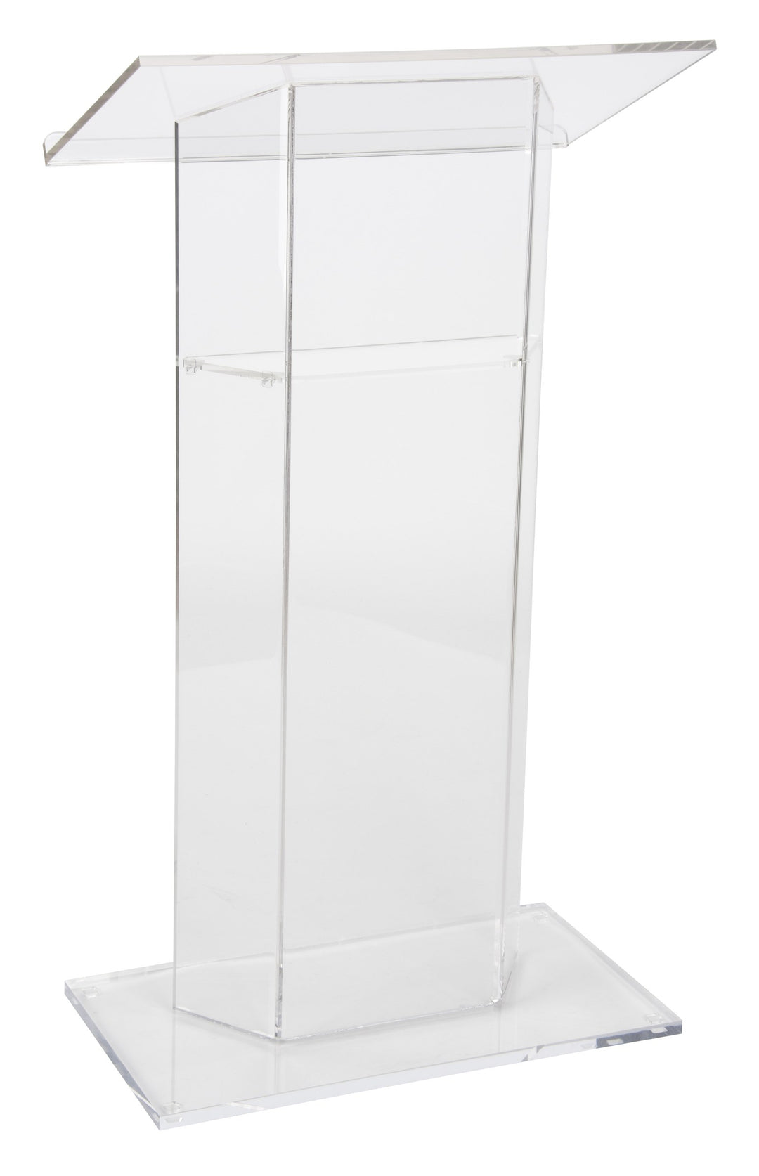Clear Acrylic Lectern with Interior Shelf, front view