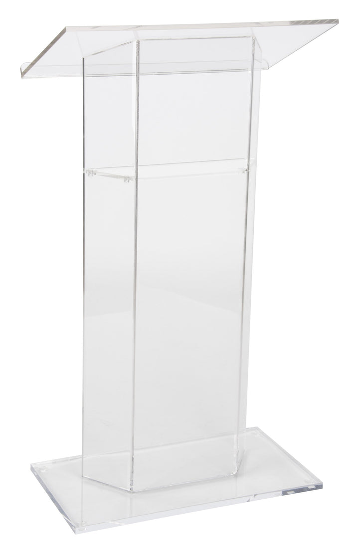 Clear Acrylic Lectern with Interior Shelf, front view