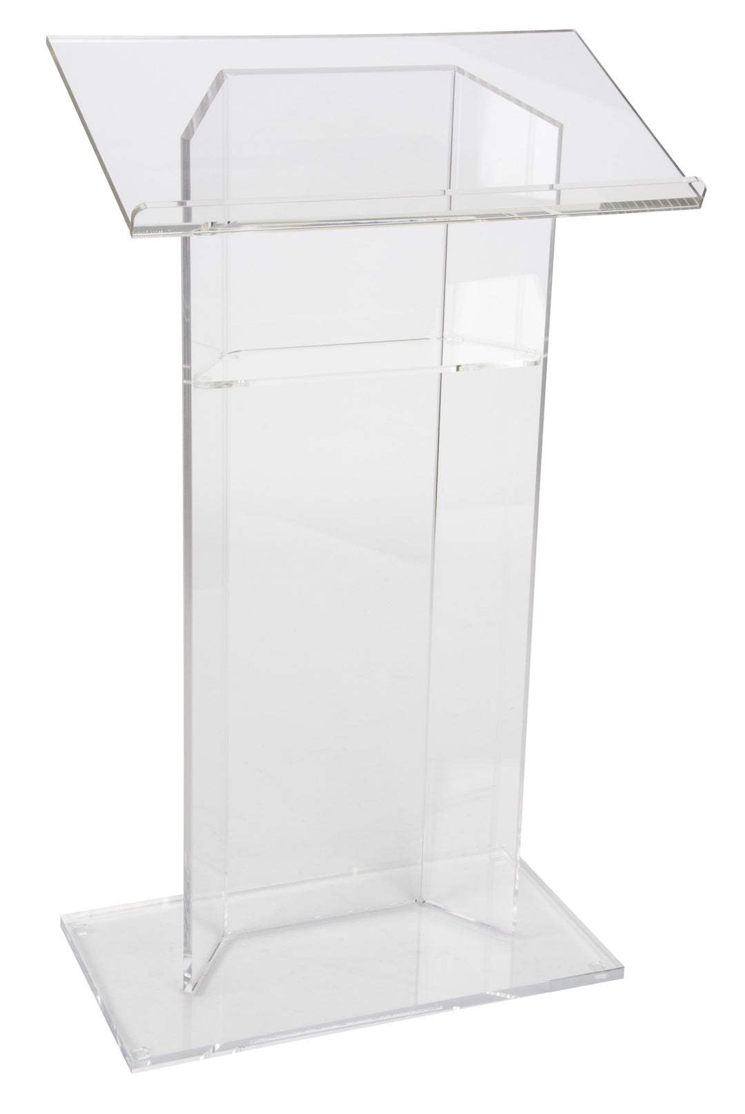 Clear Acrylic Lectern with Interior Shelf, speaker side