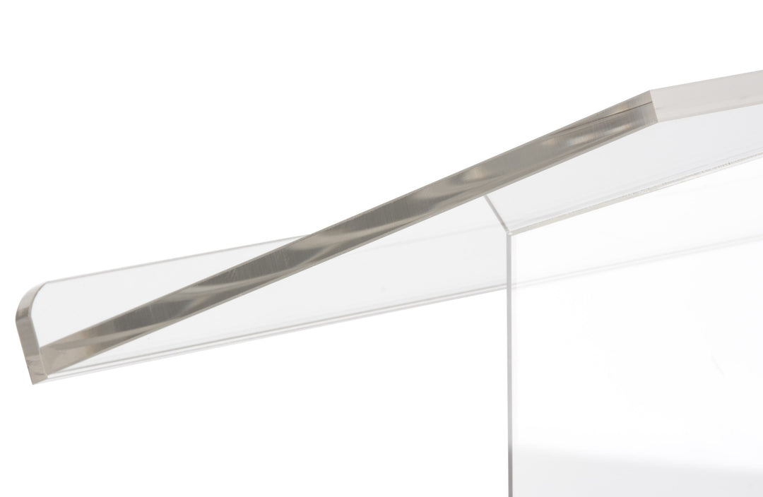 Clear Acrylic Lectern with Interior Shelf, reading surface edge