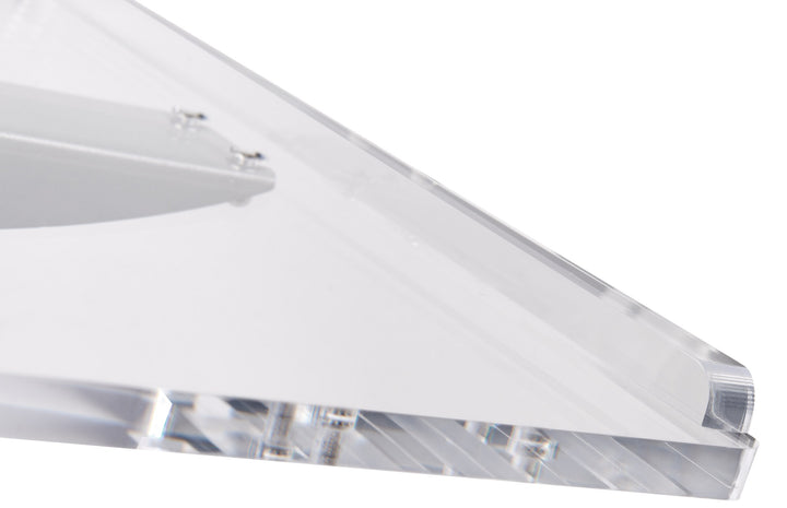 Acrylic-Top Lectern on Silver Aluminum Post, acrylic edge detail