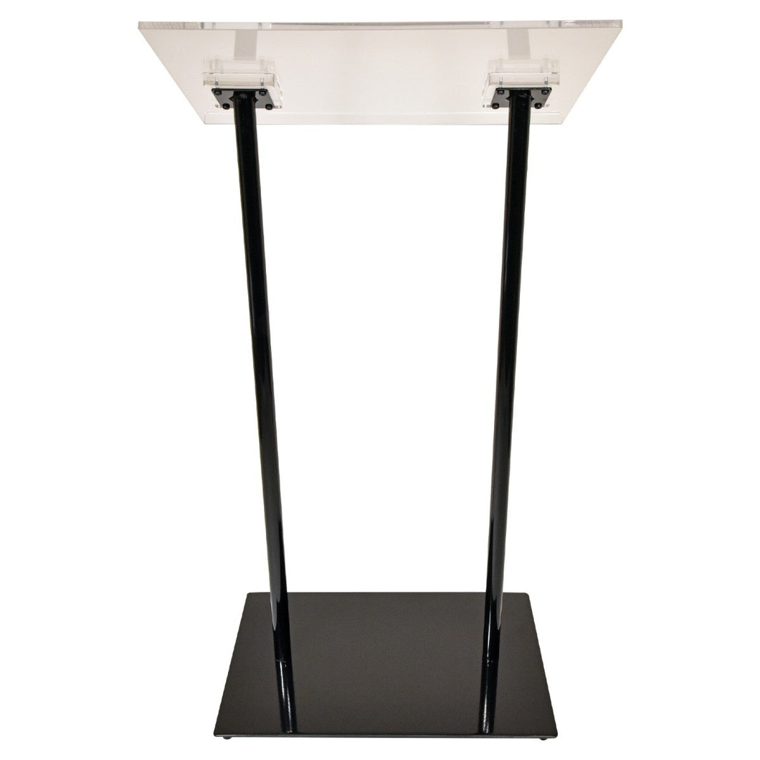 Acrylic-Top Podium on Double Black Columns, straight on