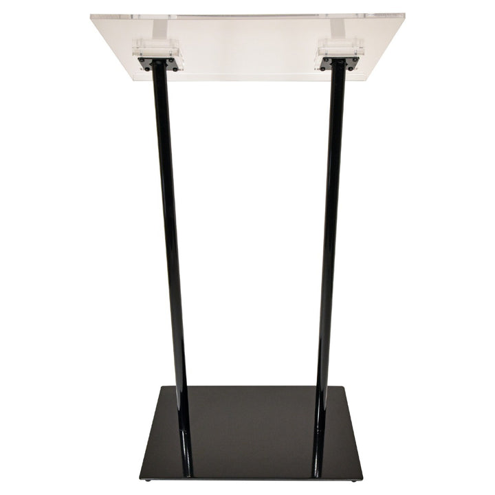 Acrylic-Top Podium on Double Black Columns, straight on