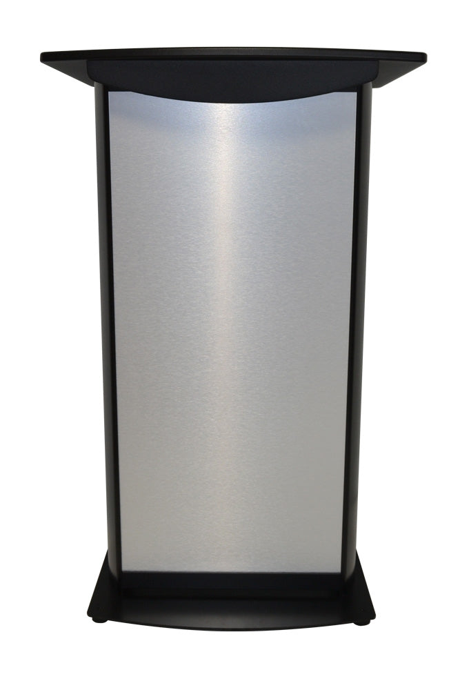H2 Deluxe Black Aluminum Lectern, brushed aluminum front panel