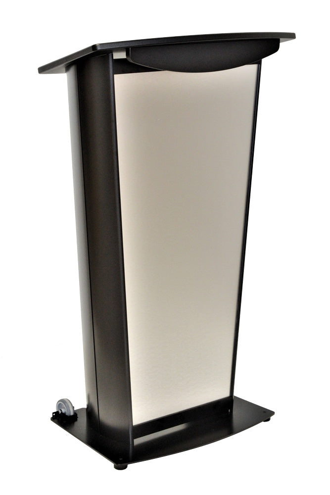 VH1 Deluxe Black Aluminum Lectern, brushed aluminum front panel