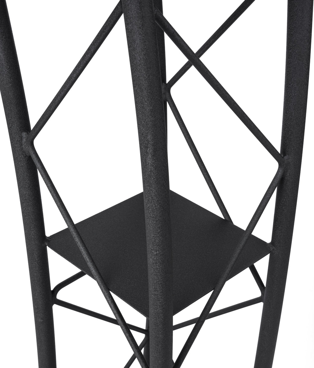 Curved Metal Truss Lectern with Shelf, Black, center shelf
