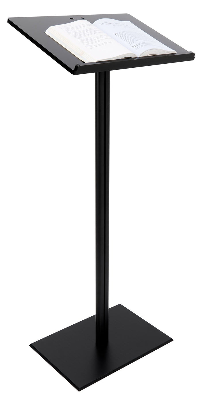 Acrylic-top lectern on an aluminum post, black