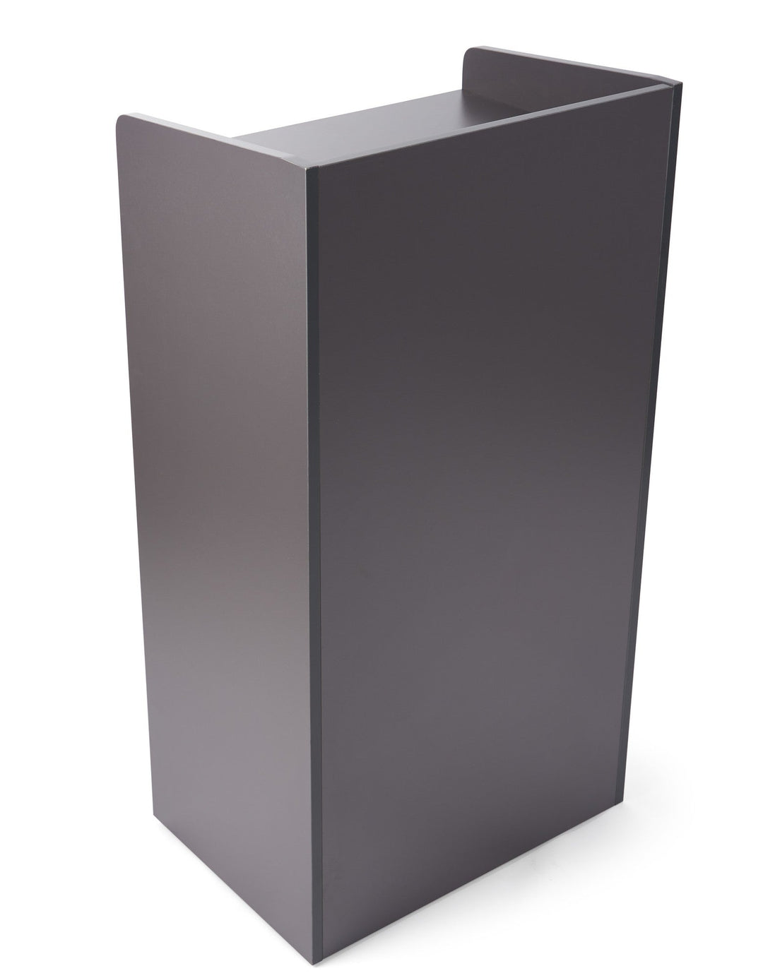 Host station with adjustable shelf and hidden casters, gray