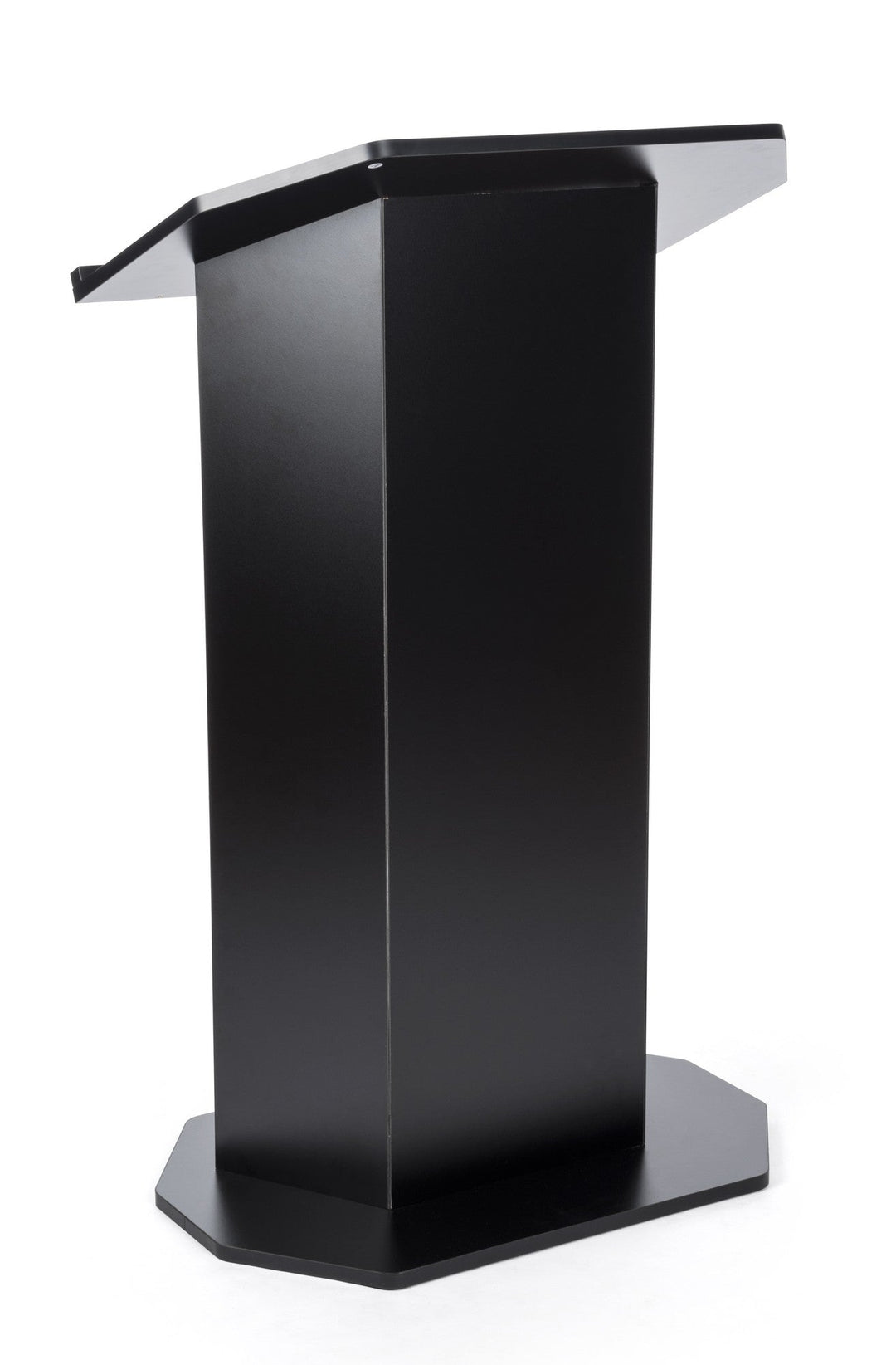 Portable open-back presentation lectern with shelf, black
